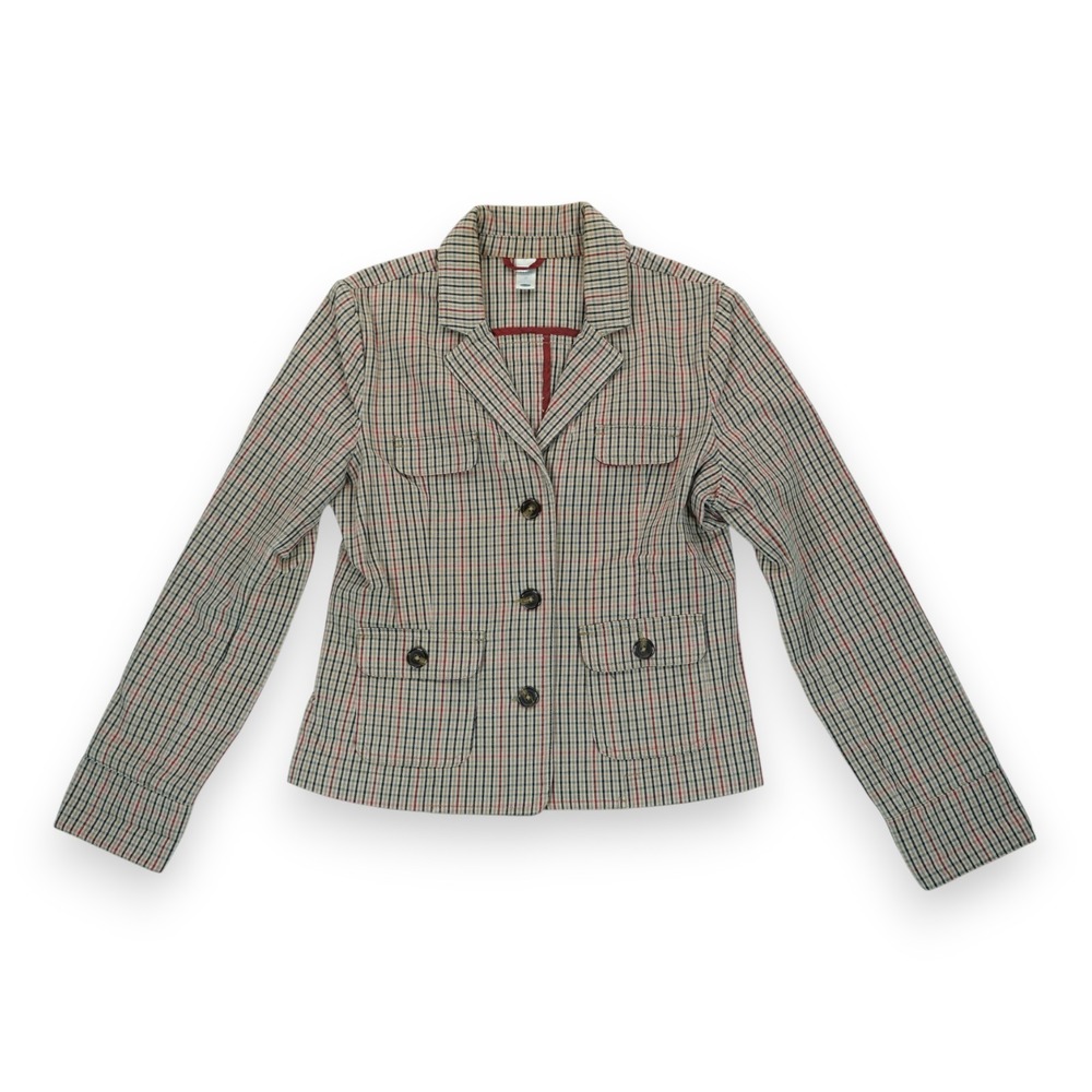 Vintage Y2K Old Navy Women's Plaid‎ Blazer Size Medium Fitted Short